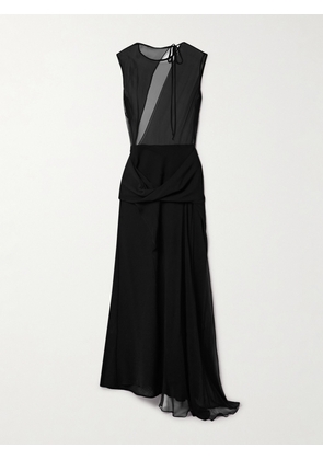 TOVE - Esme Layered Draped Silk-chiffon And Wool-crepe Maxi Dress - Black - FR 34,FR 36,FR 38,FR 40