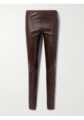 Rick Owens - Stretch Leather And Cotton-blend Leggings - Burgundy - IT38,IT40,IT42,IT44,IT46,IT48