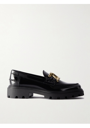 Tod's - Gomma Pesante Embellished Glossed-leather Loafers - Black - IT34,IT34.5,IT35,IT35.5,IT36,IT36.5,IT37,IT37.5,IT38,IT38.5,IT39,IT39.5,IT40,IT40.5,IT41,IT41.5,IT42
