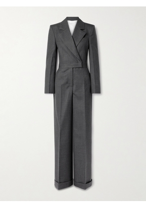 Givenchy - Wrap-effect Grain De Poudre Wool Jumpsuit - Gray - FR 34,FR 36,FR 38,FR 40