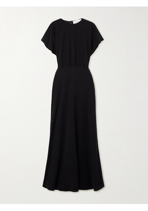 Matteau - Gathered Silk Crepe De Chine Maxi Dress - Black - 1,2,3,4,5