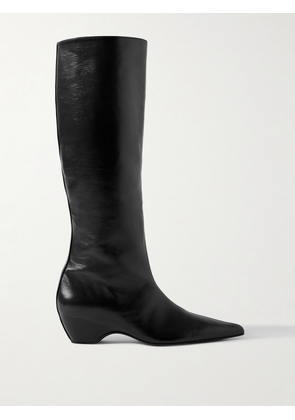 KHAITE - Sybil Glossed-leather Knee Boots - Black - IT36,IT36.5,IT37,IT37.5,IT38,IT38.5,IT39,IT39.5,IT40,IT41