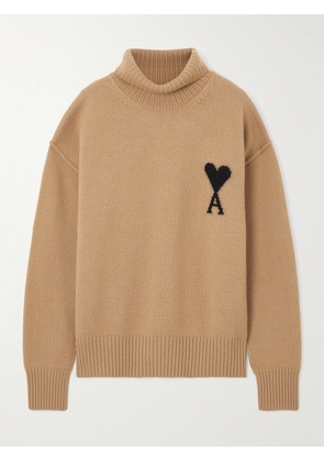AMI PARIS - Oversized Intarsia-knit Wool Turtleneck Sweater - Brown - x small,small,medium,large,x large,xx large