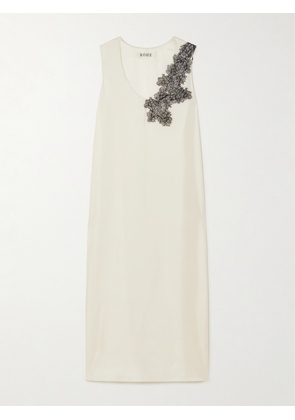 RÓHE - Lace-trimmed Silk-satin Maxi Dress - Cream - FR 34,FR 36,FR 38,FR 40,FR 42,FR 44