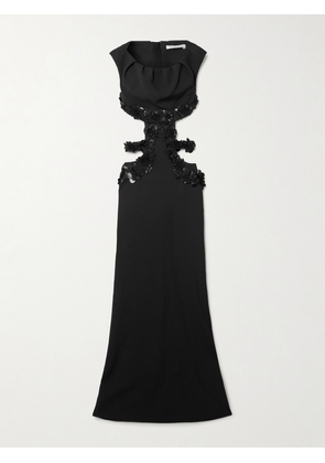 Emilia Wickstead - Adit Cutout Embellished Gathered Crepe Dress - Black - UK 6,UK 8,UK 10