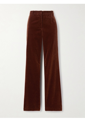 Nili Lotan - Corette Cotton-blend Velvet Straight-leg Pants - Brown - US00,US0,US2,US4,US6,US8,US10,US12