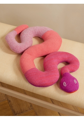 The Elder Statesman - Embroidered Patchwork Cashmere Snake - Pink - One size