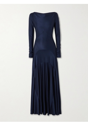 RABANNE - Paneled Satin-jersey Maxi Dress - Blue - FR 34,FR 36,FR 38,FR 40,FR 42,FR 44
