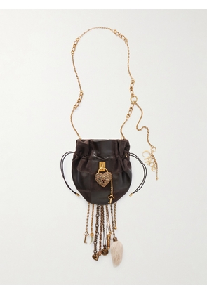 Chloé - Château Treasures Embellished Patchwork Suede And Leather Shoulder Bag - Brown - One size