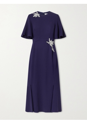 Erdem - Embellished Appliquéd Crepe Midi Dress - Blue - UK 6,UK 8,UK 10,UK 12,UK 14,UK 16