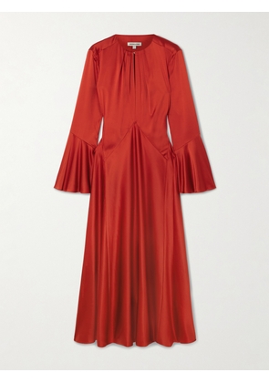 Veronica Beard - Ezri Pleated Silk-blend Satin Maxi Dress - Red - US0,US2,US4,US6,US8,US10,US12