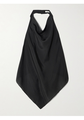 ST. AGNI - Open-back Textured-silk Halterneck Top - Black - xx small,x small,small,medium,large,x large