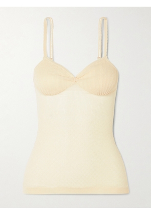 Victoria Beckham - Pointelle-knit Cotton-blend Camisole - Pink - x small,small,medium,large,x large
