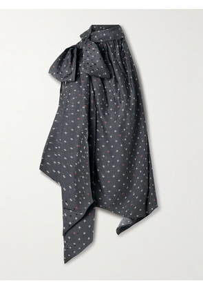 Acne Studios - Scarf-detailed Printed Silk-jacquard Blouse - Gray - DK32,DK34,DK36,DK38