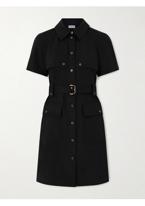 Burberry - Belted Wool-twill Midi Shirt Dress - Black - UK 4,UK 6,UK 8,UK 10,UK 12,UK 14