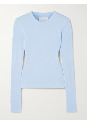 Citizens of Humanity - Pilar Cropped Waffle-knit Cotton T-shirt - Blue - x small,small,medium,large,x large