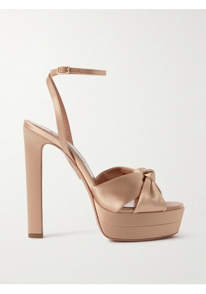 Aquazzura - Cupid Plateau 130 Knotted Satin Platform Sandals - Pink - IT35,IT36,IT36.5,IT37,IT37.5,IT38,IT38.5,IT39,IT39.5,IT40,IT40.5,IT41,IT41.5,IT42