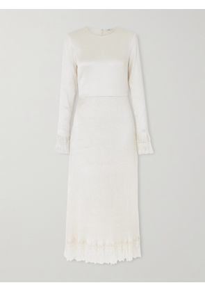 FFORME - Mina Frayed Textured Silk-blend Satin Midi Dress - Cream - IT38,IT40,IT42,IT44,IT46