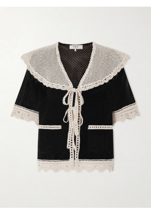 Sea - Kendall Crocheted Cotton Blouse - Black - x small,small,medium,large,x large
