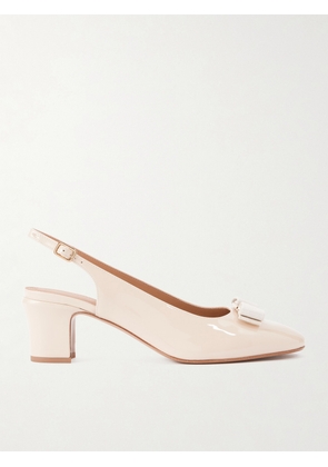 Ferragamo - Vetty Bow-embellished Patent-leather Slingback Pumps - Ivory - US6,US7,US7.5,US8,US8.5,US9,US9.5,US10,US11