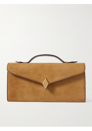 Métier - Edge Embellished Suede Clutch - Brown - One size