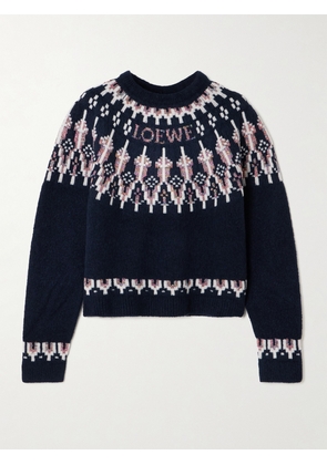 LOEWE - Sequin-embellished Fair Isle Wool-blend Sweater - Blue - x small,small,medium,large