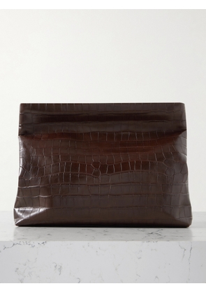 Nili Lotan - Jerry Croc-effect Leather Clutch - Brown - One size