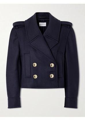 Givenchy - Double-breasted Cropped Melton Wool-twill Jacket - Blue - FR 34,FR 36,FR 38,FR 40,FR 42,FR 44