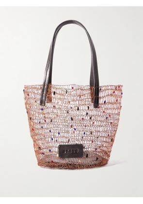 STAUD - Jewel Leather-trimmed Embellished Crocheted Bucket Bag - Multi - One size