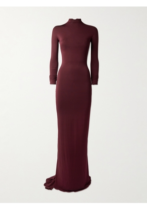 Alaïa - Jersey Mock-neck Gown - Burgundy - FR 34,FR 36,FR 38,FR 40,FR 42,FR 44,FR 46