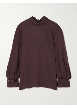 Theory - Tie-detailed Silk Blouse - Purple - x small,small,medium,large,x large