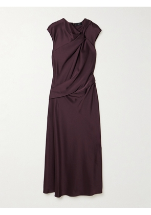 Theory - Twist-front Draped Satin Midi Dress - Purple - US0,US2,US4,US6,US8,US10,US12