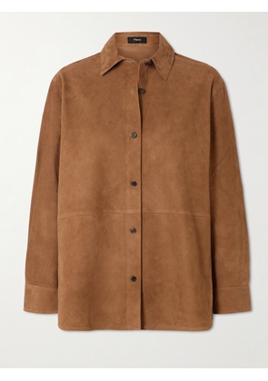 Theory - Reece Suede Shirt - Brown - x small,small,medium,large,x large