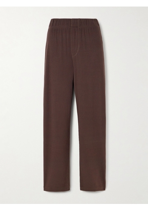 ÉTERNE - Lounge Ribbed Stretch-jersey Staight-leg Pants - Brown - x small,small,medium,large,x large