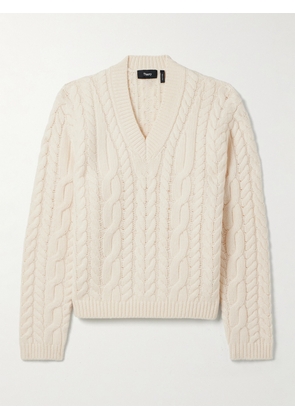 Theory - Cable-knit Wool And Cashmere-blend Sweater - Ivory - x small,small,medium,large