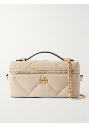 Tory Burch - Kira Diamond Quilted Leather Shoulder Bag - Gray - One size