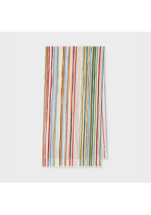 Paul Smith Painted Linen-Blend 'Signature Stripe' Scarf Multicolour