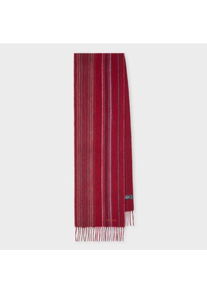 Paul Smith Red Tonal Stripe Lambswool Scarf