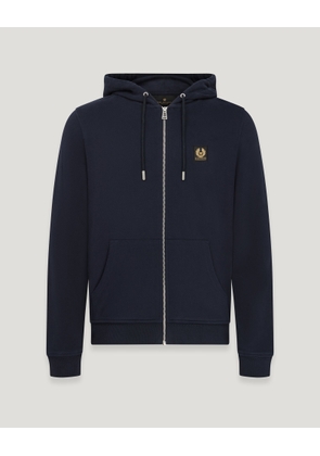 Belstaff Full Zip Hoodie Cotton Fleece Dark Ink Size 2XL