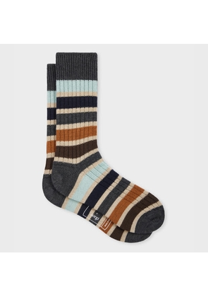 Paul Smith Paul Smith + Corgi - Grey Stripe Wool-Blend Socks