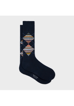 Paul Smith Navy 'Signature Stripe' Argyle Socks Blue