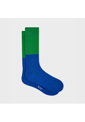 Paul Smith Blue Ribbed Colour Block Socks