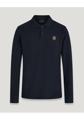 Belstaff Long Sleeved Polo Men's Cotton Pique Dark Ink Size 2XL