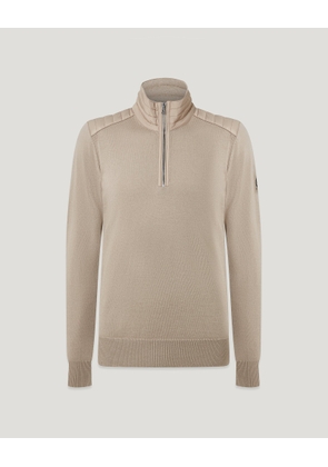 Belstaff Kilmington Quarter Zip Jumper Men's Merino Wool Dark Sand Size 2XL