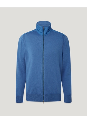 Belstaff Kelby Zip Cardigan Men's Merino Wool Marine Blue Size 2XL