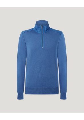 Belstaff Kilmington Quarter Zip Jumper Men's Merino Wool Marine Blue Size 2XL