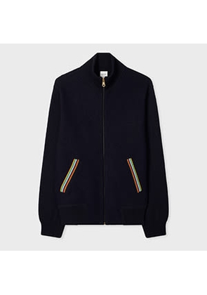 Paul Smith Navy 'Signature Stripe' Merino Wool Knitted Jacket Blue