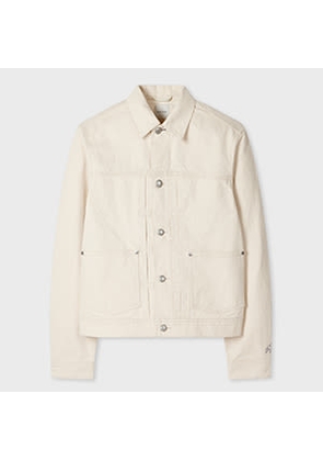 Paul Smith Ecru Pleated Denim Jacket Blue