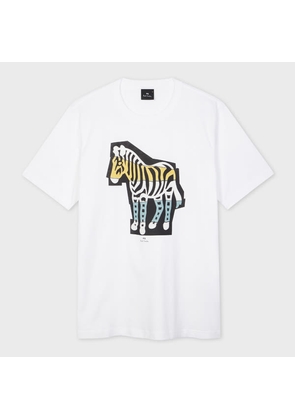 PS Paul Smith White 'Zebra Cutout' Print T-Shirt