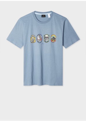PS Paul Smith Pale Blue 'Badges' T-Shirt